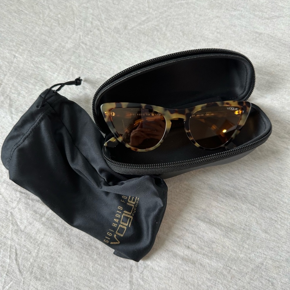 Gigi Hadid for Vogue Cat Eye Tortoiseshell Sunglasses with Yellow Lenses